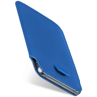 moex Pull Case iPhone 18 Pro Einsteckhülle Leder Optik – Marineblau