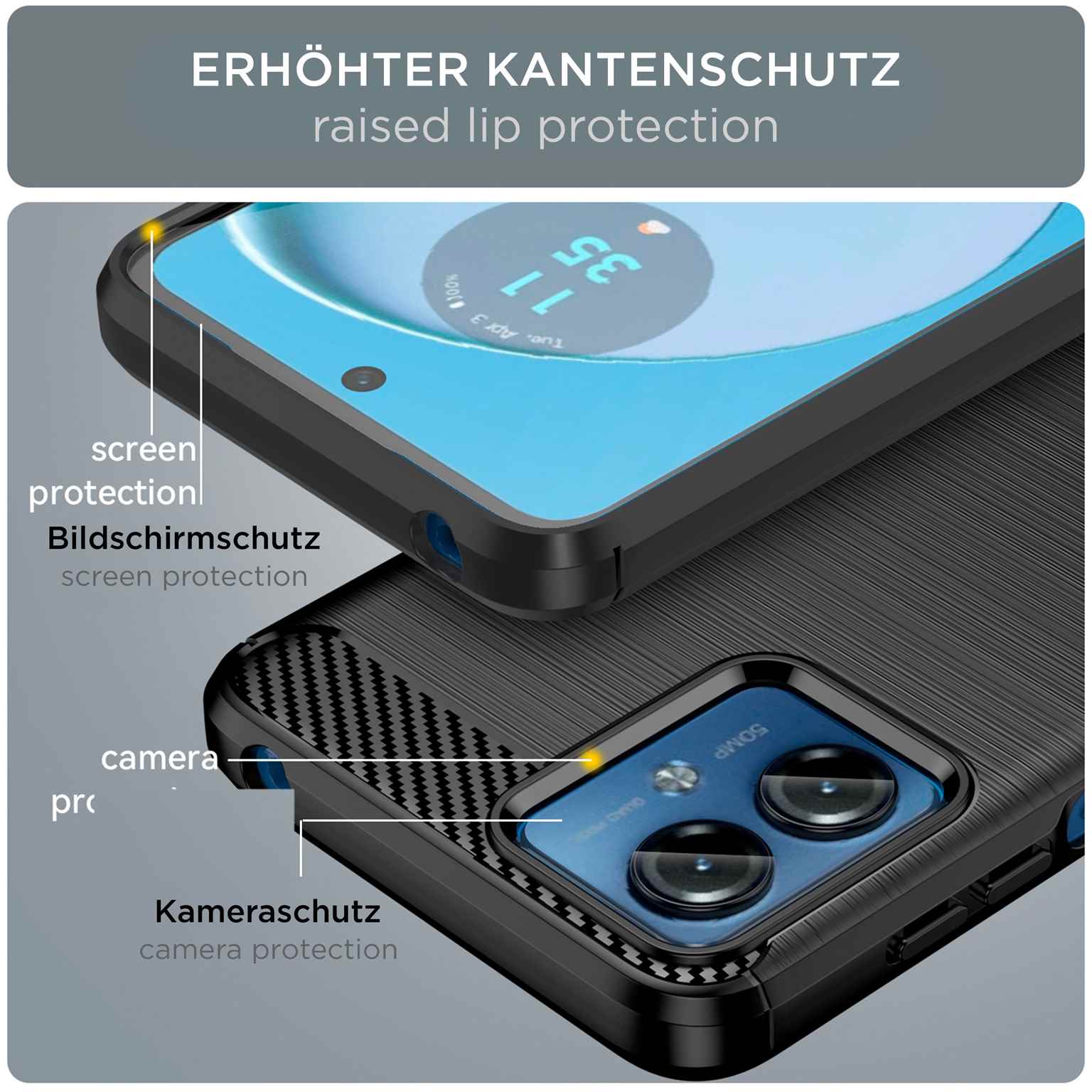 ONEFLOW Shift Case Motorola Moto G14 Carbon Optik gebürstet – Weiteres Produktbild 2 ONEFLOW Shift Case Motorola Moto G14 Carbon Optik gebürstet – Weiteres Produktbild 2