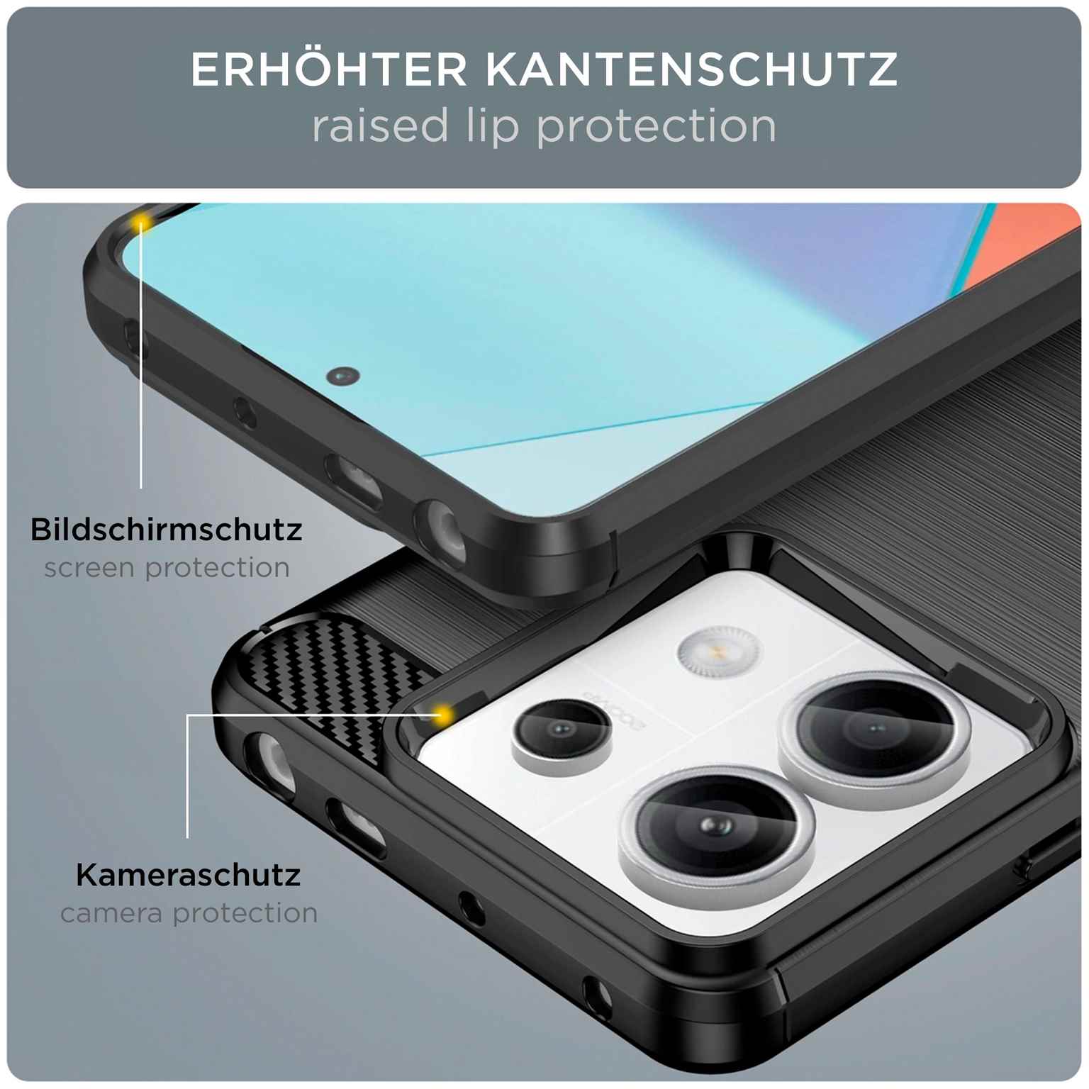 ONEFLOW Shift Case Redmi Note 13 5G Carbon Optik gebürstet – Weiteres Produktbild 1