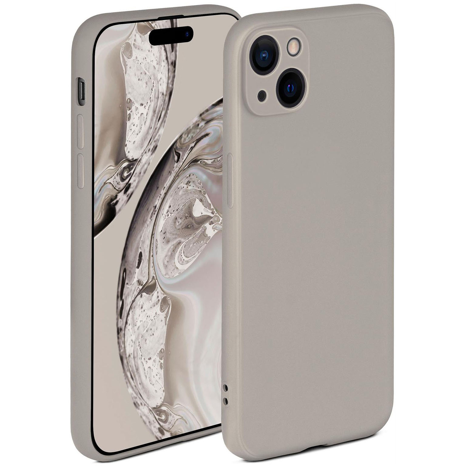 ONEFLOW Soft Case iPhone 15 Plus mit Kameraschutz – Taupe
