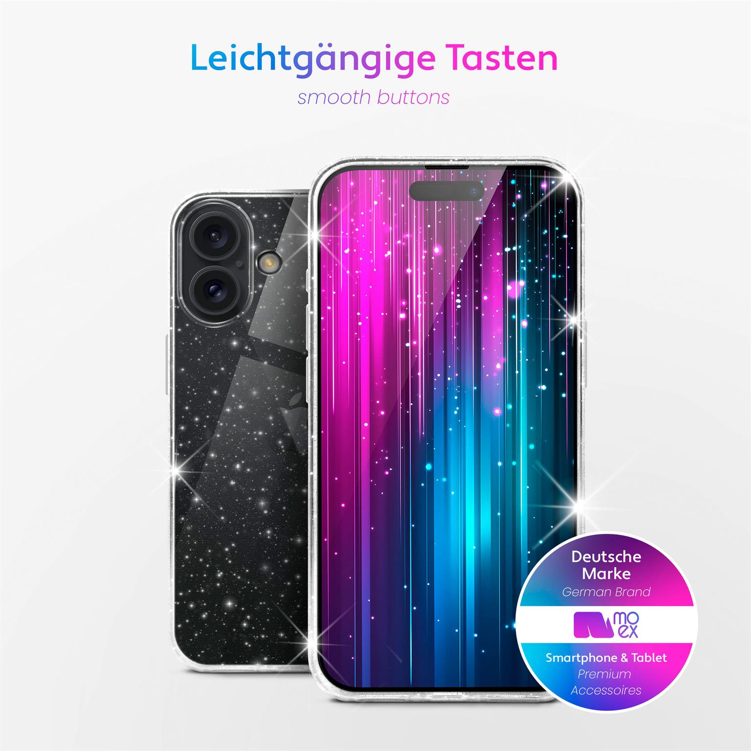 moex Sparky Case iPhone 16 mit Glitzer Design – Weiteres Produktbild 2