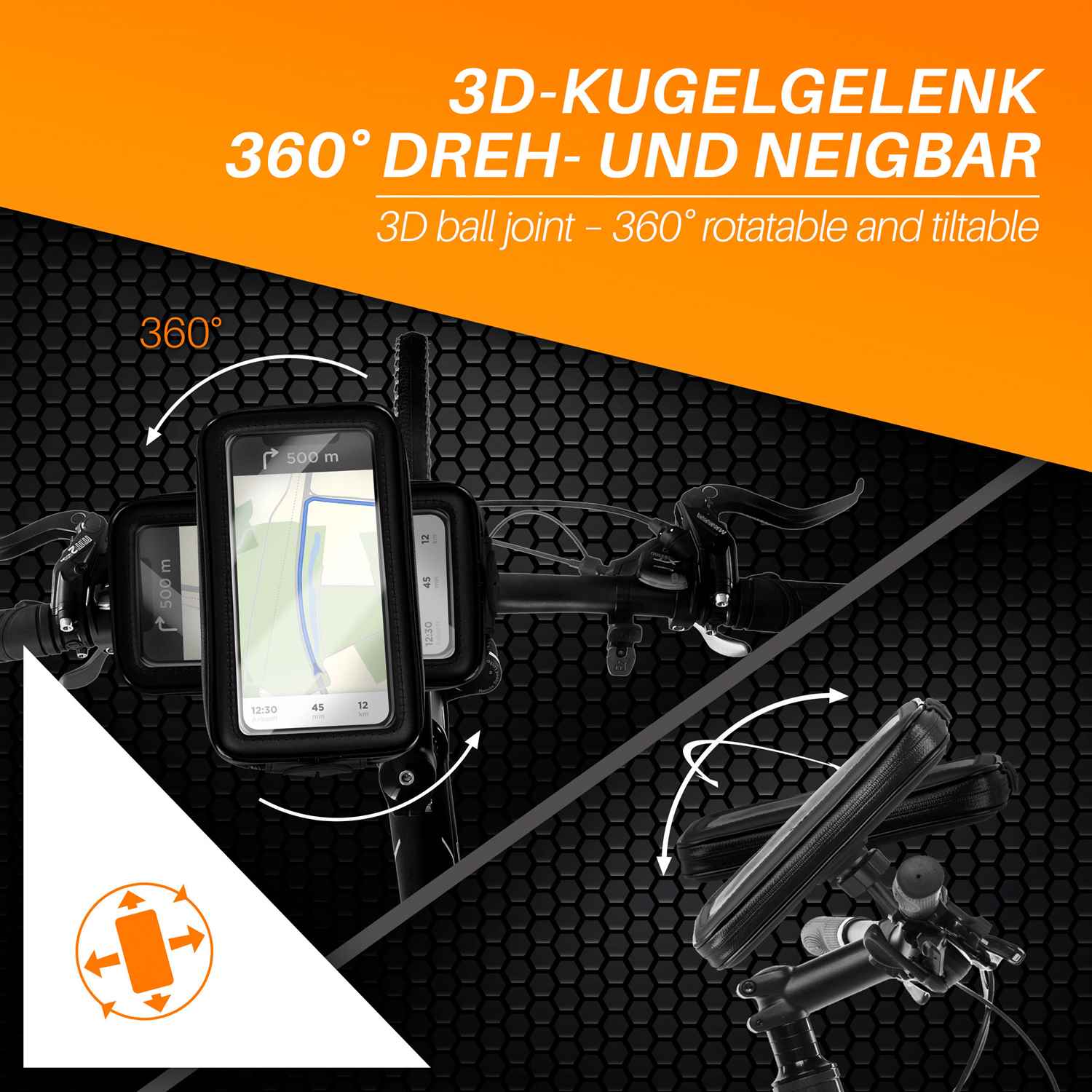 moex TravelCompact für Gigaset GS5 Lite – Lenker Fahrradtasche für Fahrrad, E–Bike, Roller uvm. – Weiteres Produktbild 4