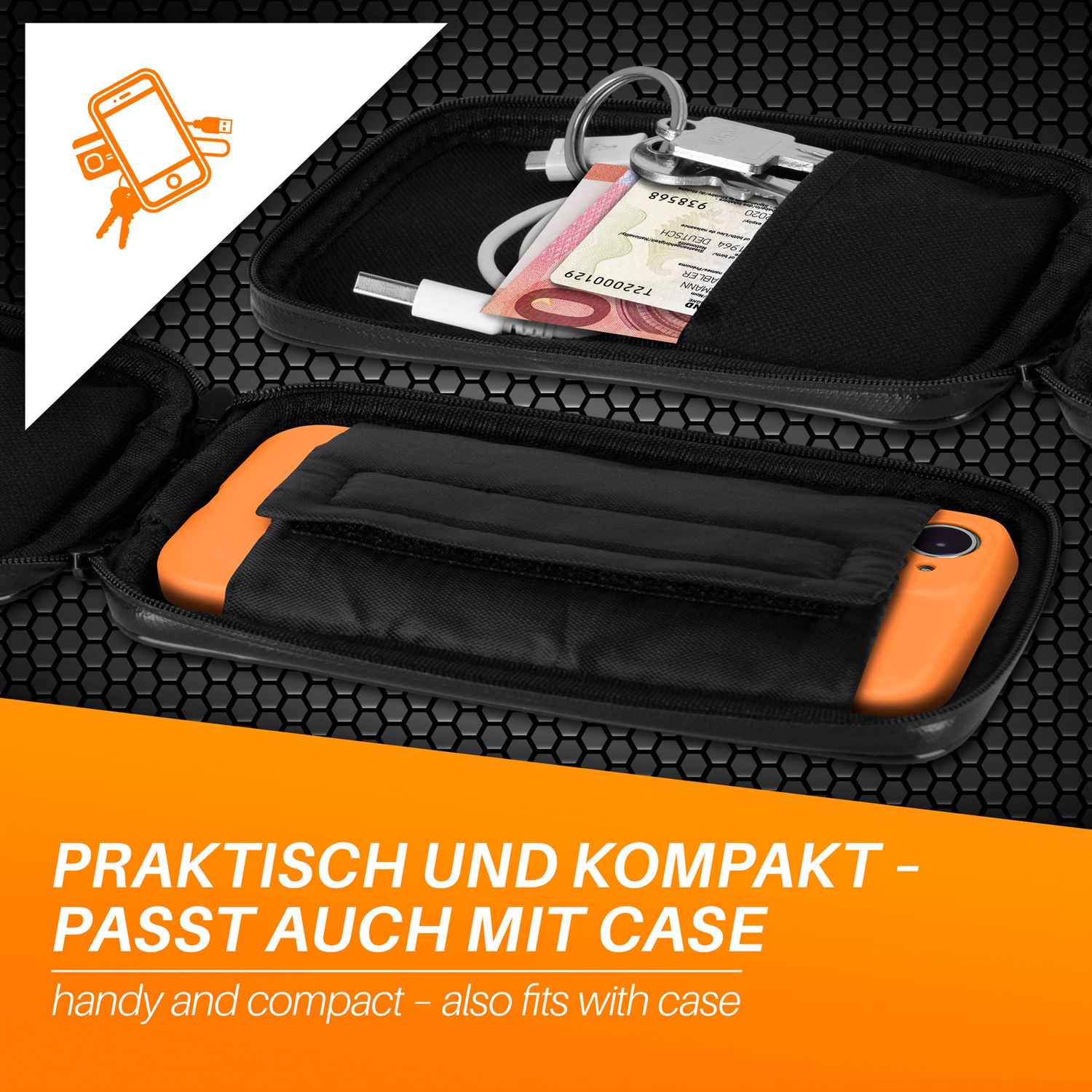 moex TravelCompact für Gigaset GS5 Lite – Lenker Fahrradtasche für Fahrrad, E–Bike, Roller uvm. – Weiteres Produktbild 6