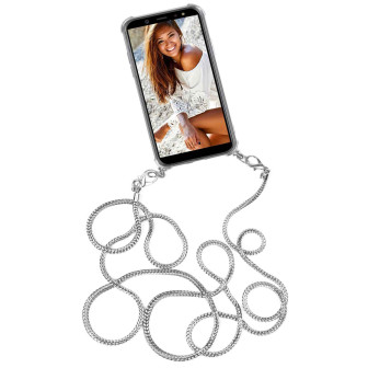 ONEFLOW Twist Case Samsung Galaxy A55 5G Handykette – Metall Kette – Zopfkette - Silber