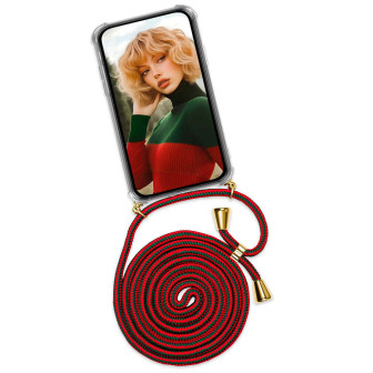 ONEFLOW ONEFLOW Twist Case iPhone 12 Pro Max Handykette – Stoff Kordel – CIAO BELLA (GRÜN ROT)