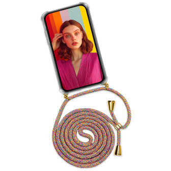 ONEFLOW ONEFLOW Twist Case Huawei P30 Lite New Edition Handykette – Stoff Kordel – SUNNY RAINBOW (BUNT)