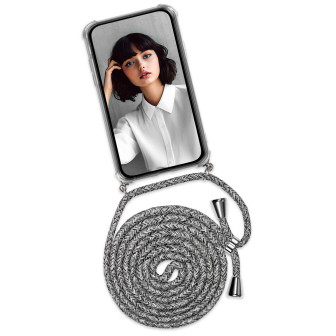 ONEFLOW Twist Case Samsung Galaxy S26 Handykette – Stoff Kordel – White Noise