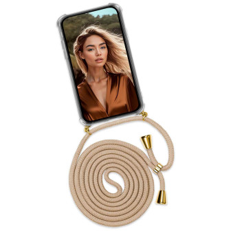 ONEFLOW Twist Case Samsung Galaxy A5 (2017) Handykette – Stoff Kordel – GOLDEN COAST (GOLD BEIGE)