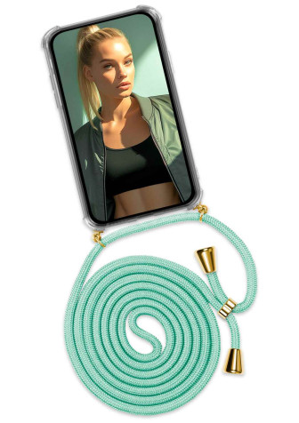 ONEFLOW Twist Case Samsung Galaxy S24 FE Handykette – Stoff Kordel – ICY MINT (MINT)