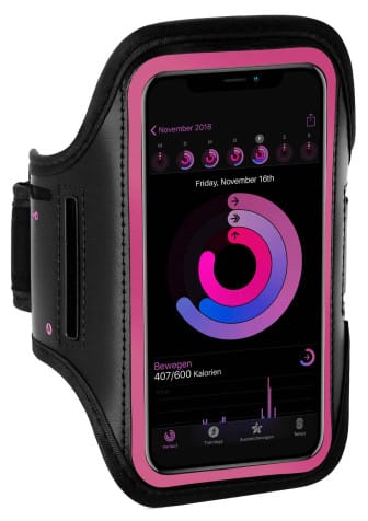 ONEFLOW Workout Case iPhone 15 Pro Max Sportarmband zum Joggen – Pink Schwarz ONEFLOW Workout Case iPhone 15 Pro Max Sportarmband zum Joggen – Pink Schwarz