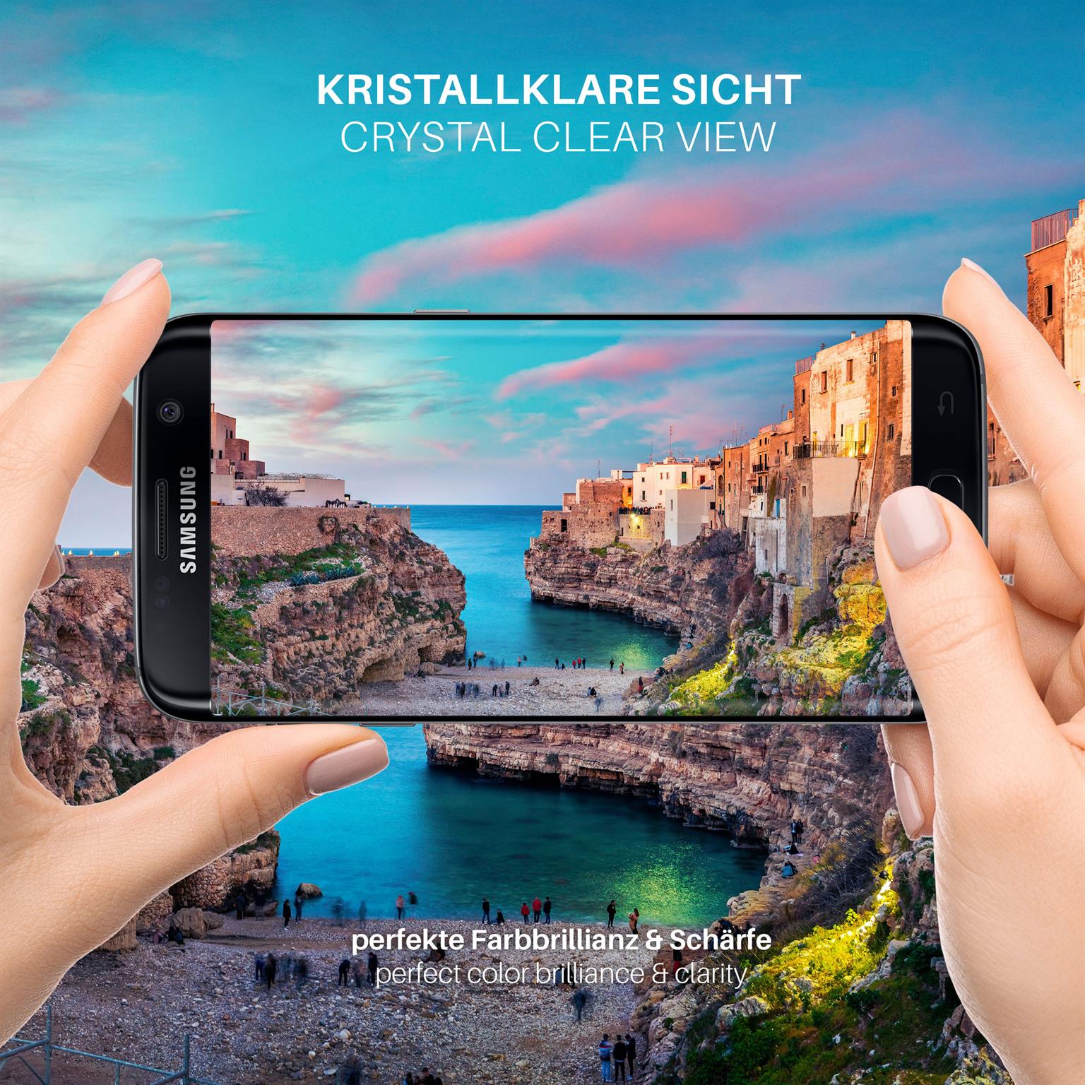 moex CurveProtect S für Samsung Galaxy S7 Edge – Hüllenfreundliche Schutzfolie – Curved 3D Panzerglas – Weiteres Produktbild 4
