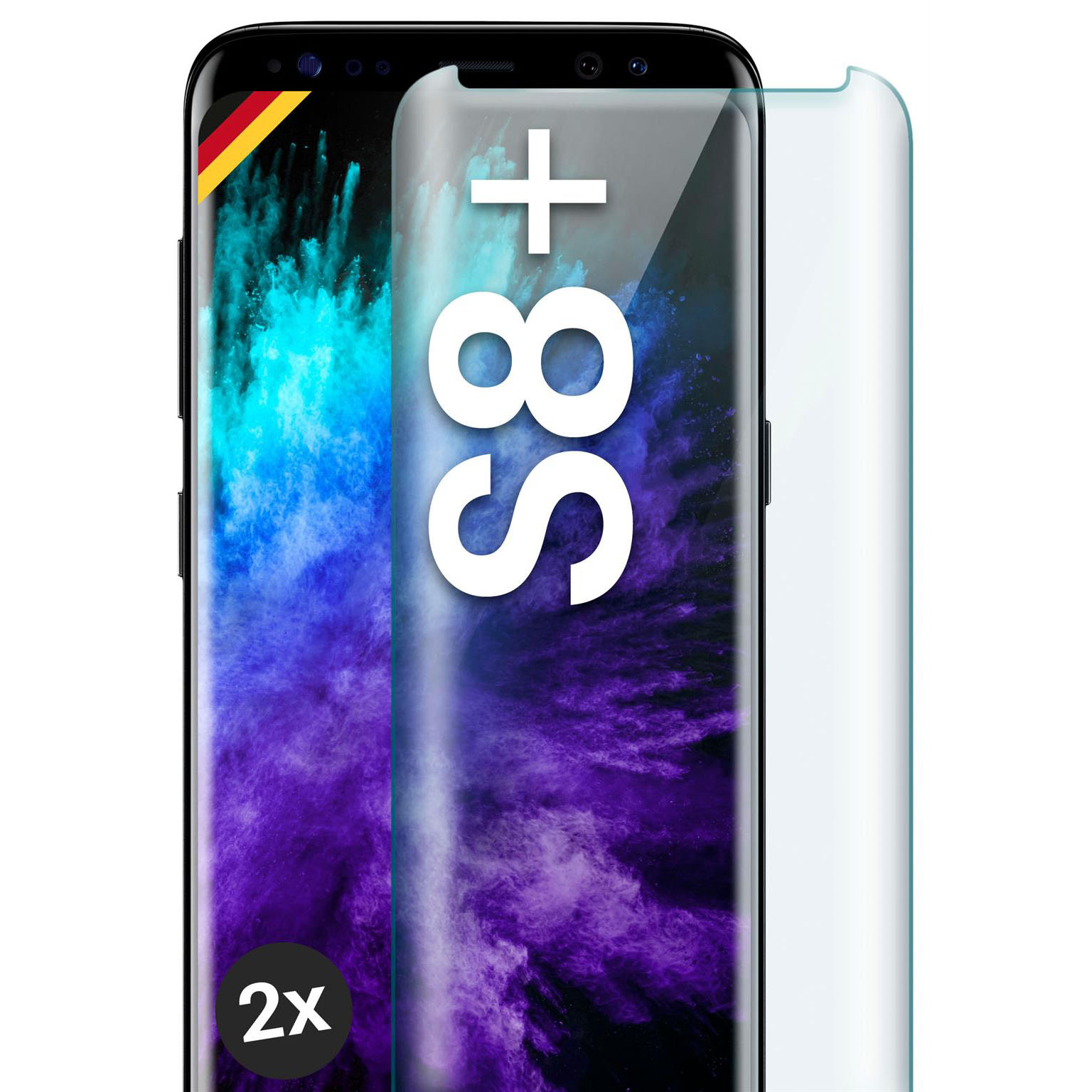moex CurveProtect S für Samsung Galaxy S8 Plus – Hüllenfreundliche Schutzfolie – Curved 3D Panzerglas Hauptbild