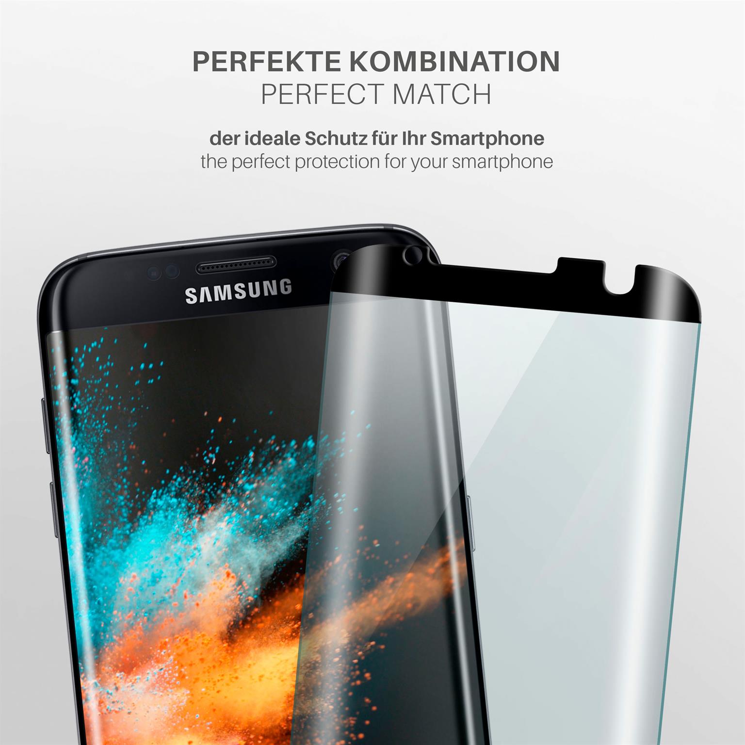 moex CurveProtect S für Samsung Galaxy S7 Edge – Hüllenfreundliche Schutzfolie – Curved 3D Panzerglas – Weiteres Produktbild 2