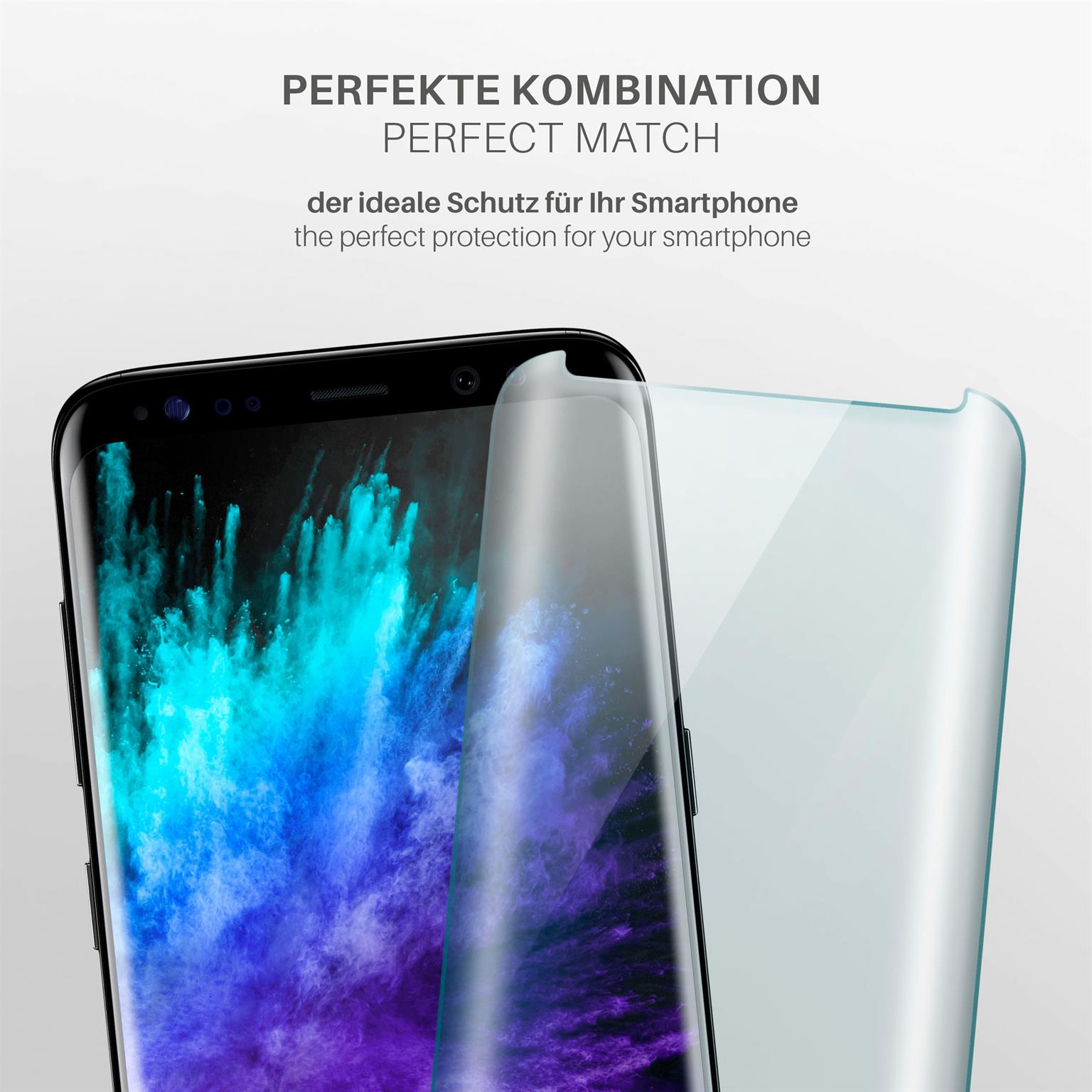moex CurveProtect S für Samsung Galaxy S8 Plus – Hüllenfreundliche Schutzfolie – Curved 3D Panzerglas – Weiteres Produktbild 2