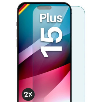 moex ShockProtect iPhone 15 Plus Panzerglas Klar – 2er Set