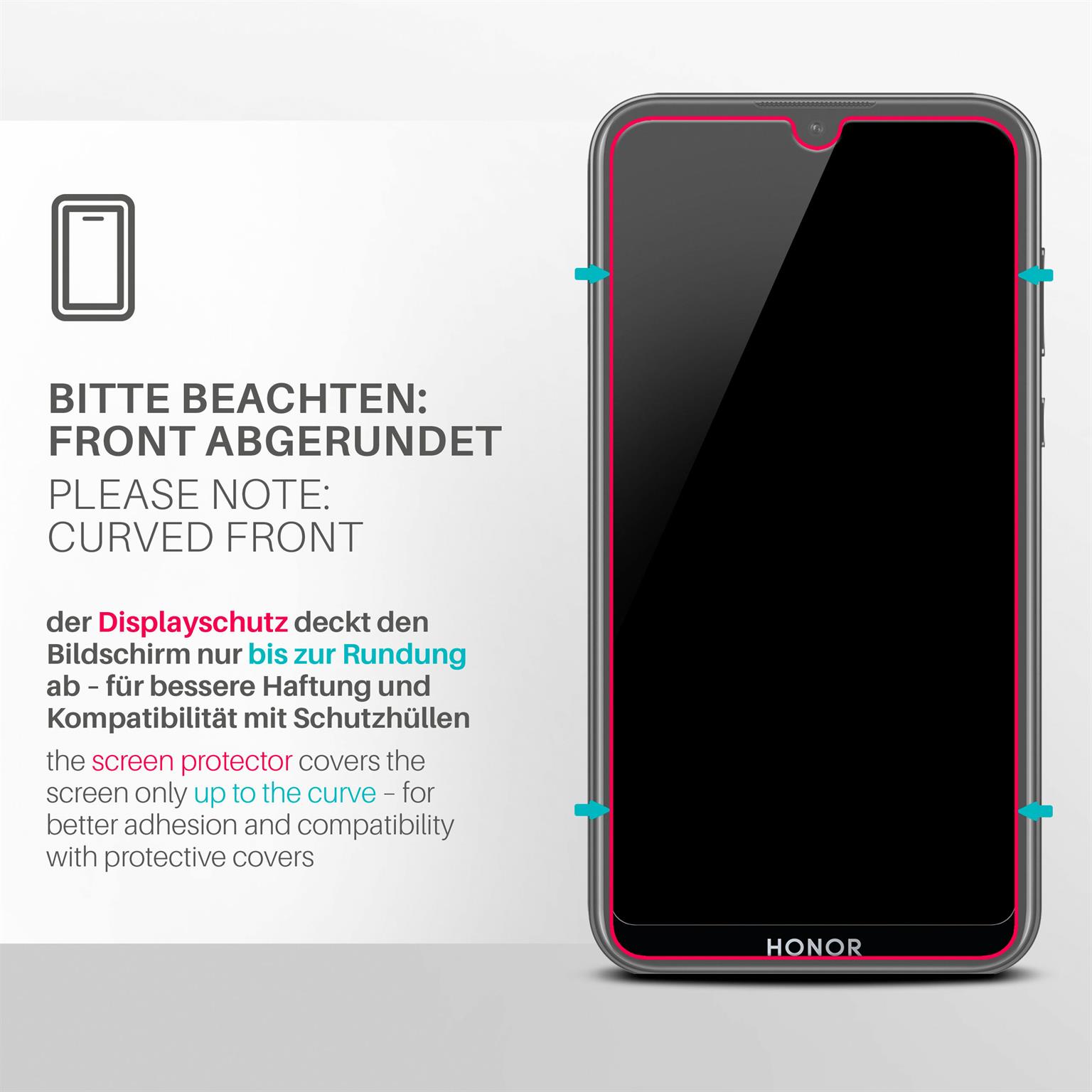 moex ShockProtect Honor 8A (2019) Panzerglas Klar – Weiteres Produktbild 2