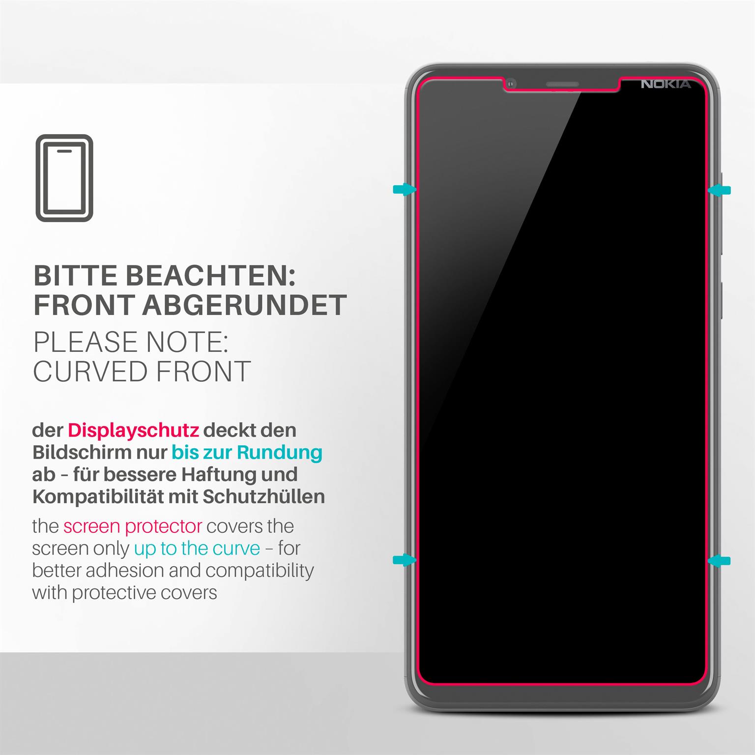 moex ShockProtect Nokia 3.1 Plus Panzerglas Klar – Weiteres Produktbild 3