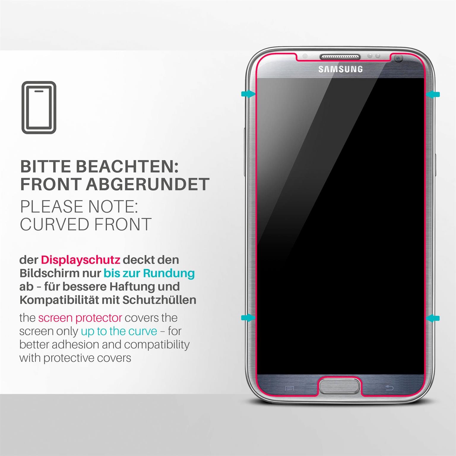 moex ShockProtect Samsung Galaxy Note 2 Panzerglas Klar – Weiteres Produktbild 3