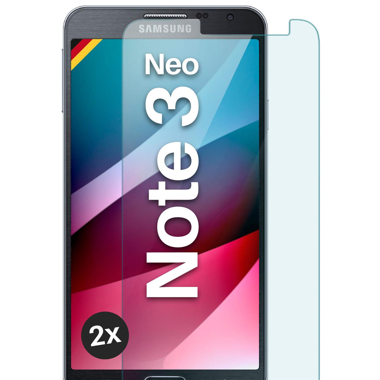moex ShockProtect Samsung Galaxy Note 3 Neo Panzerglas Klar – 2er Set (Farblos (transparent))