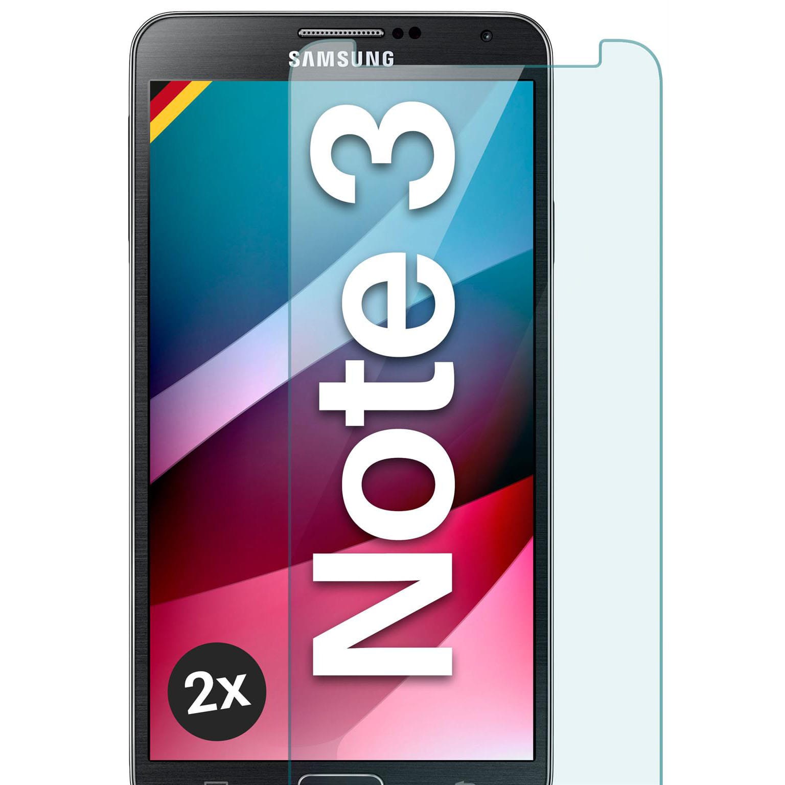moex ShockProtect Samsung Galaxy Note 3 Panzerglas Klar – 2er Set (Farblos (transparent))