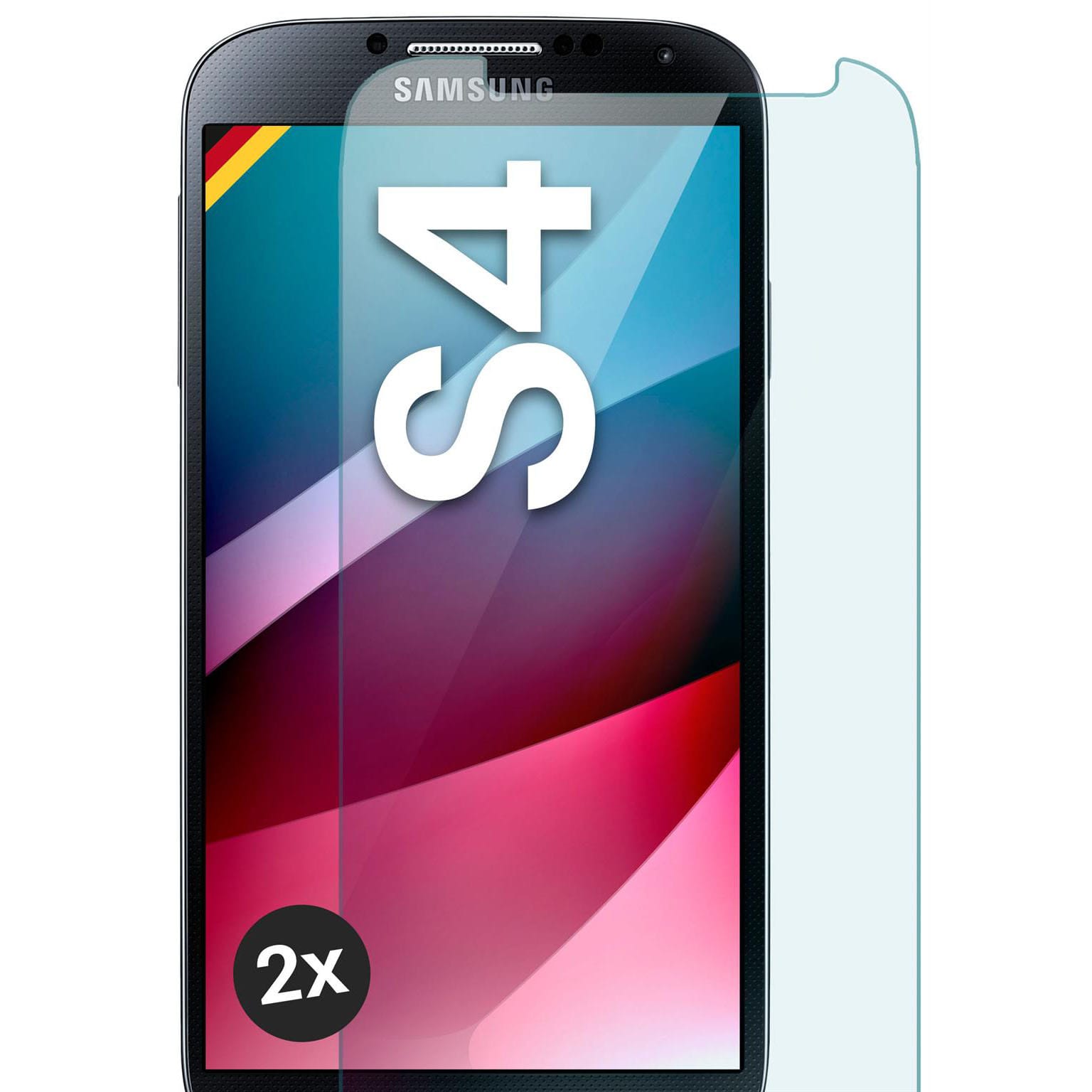 moex ShockProtect Samsung Galaxy S4 Panzerglas Klar – 2er Set (Farblos (transparent))