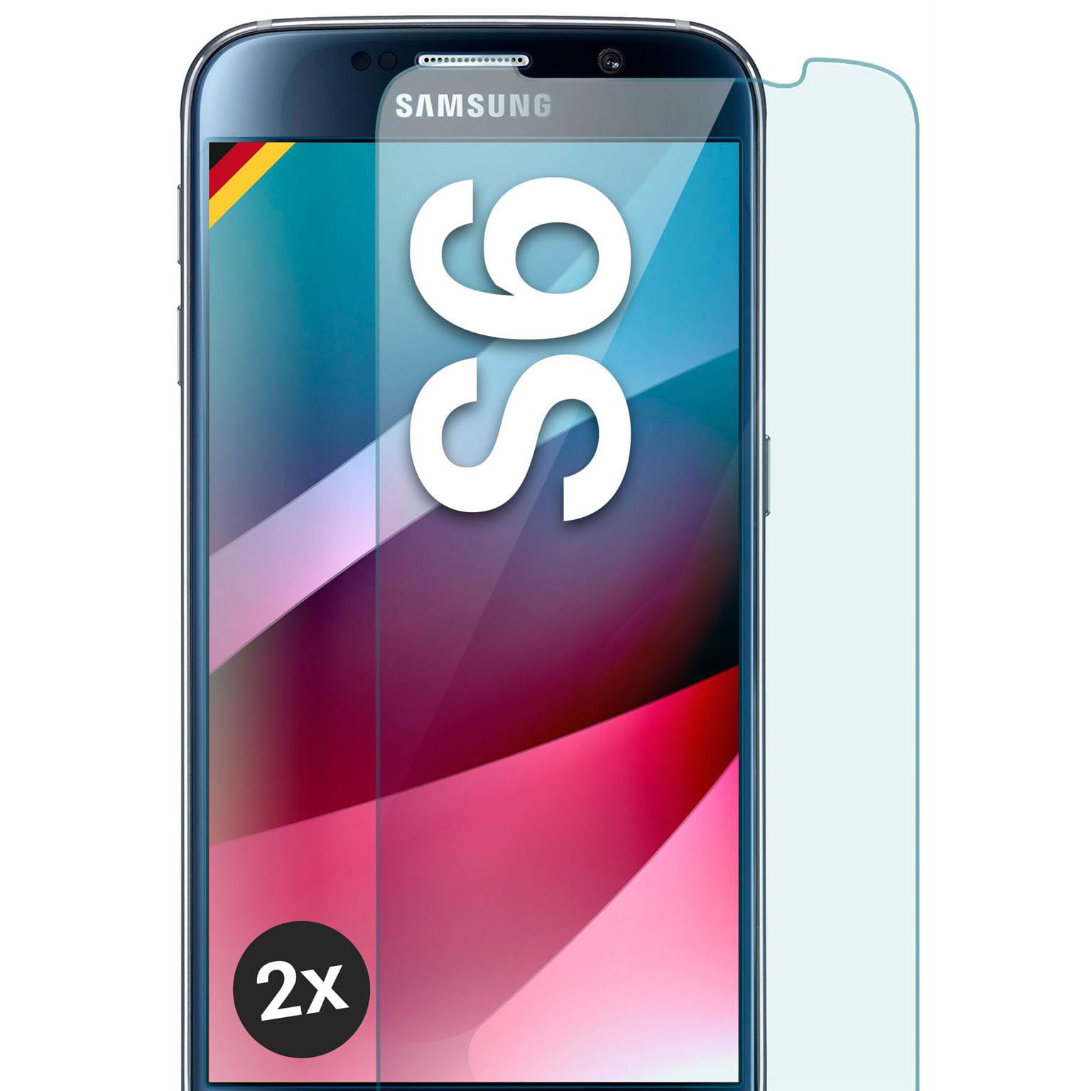 moex ShockProtect Samsung Galaxy S6 Panzerglas Klar – 2er Set (Farblos (transparent))
