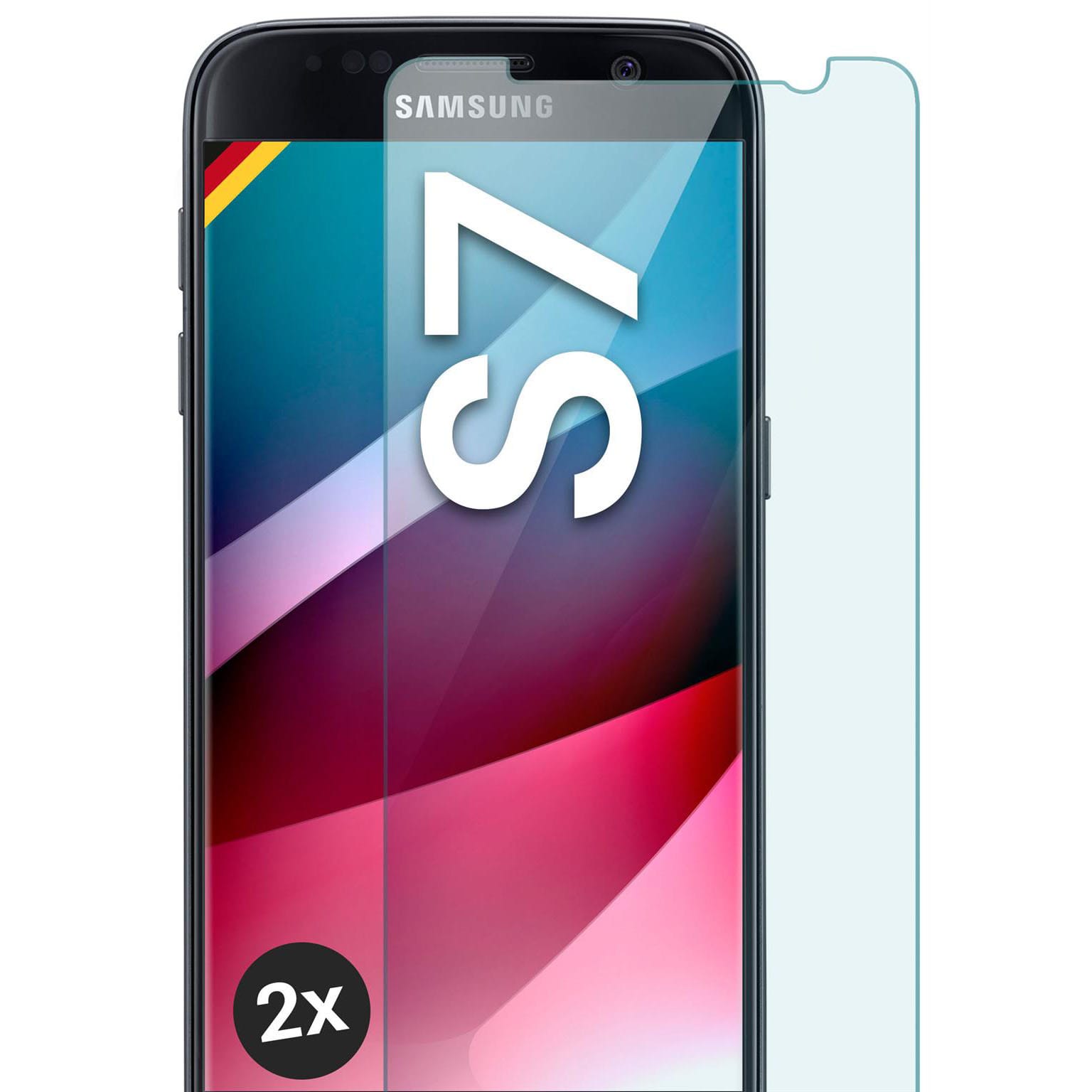 moex ShockProtect Samsung Galaxy S7 Panzerglas Klar – 2er Set (Farblos (transparent))