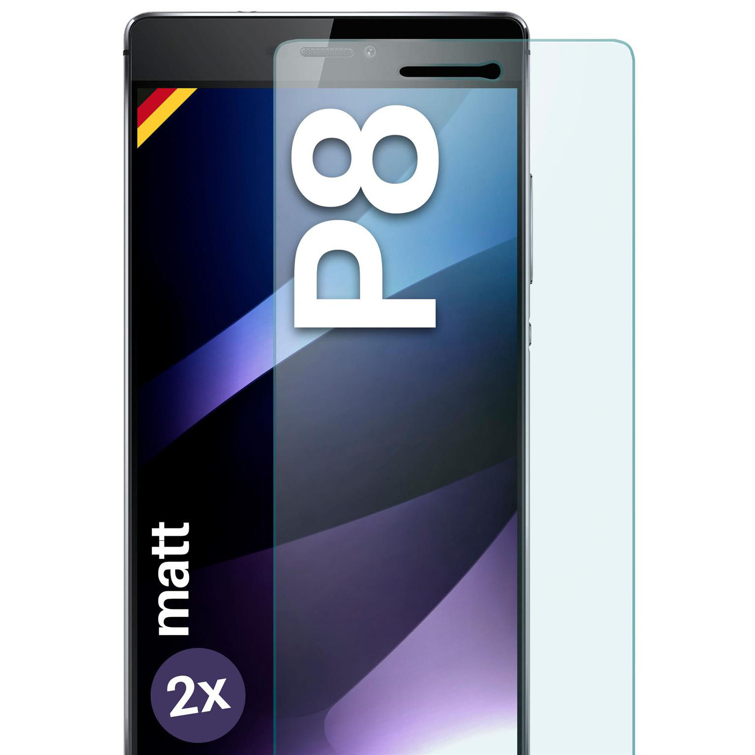 moex ShockProtect Huawei P8 Panzerglas Matt – 2er Set (Farblos (transparent))