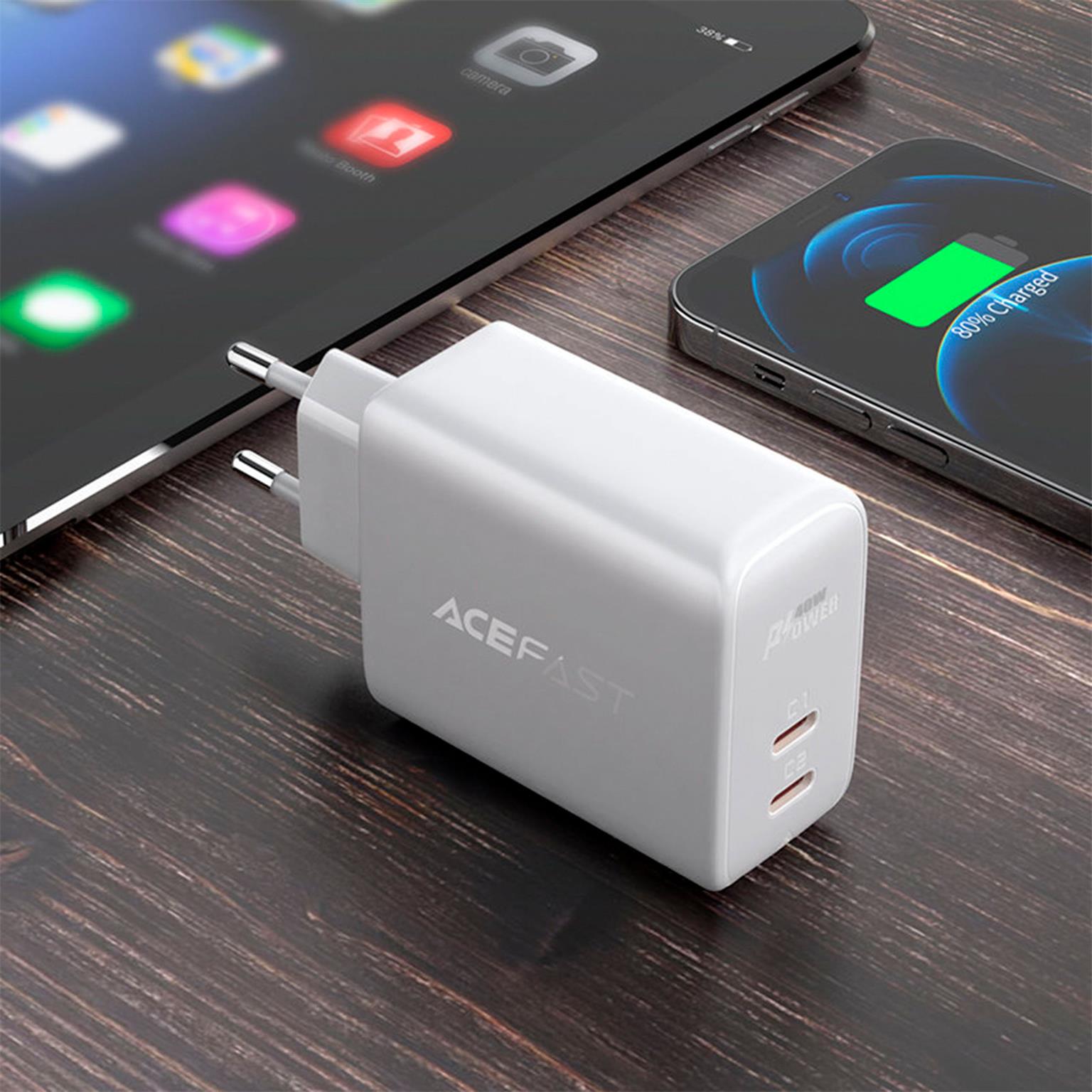 Acefast Ladegerät – 2x USB-C für Smartphones und andere Geräte, Schnelladegerät, 40 W Leistung – Weiteres Produktbild 4