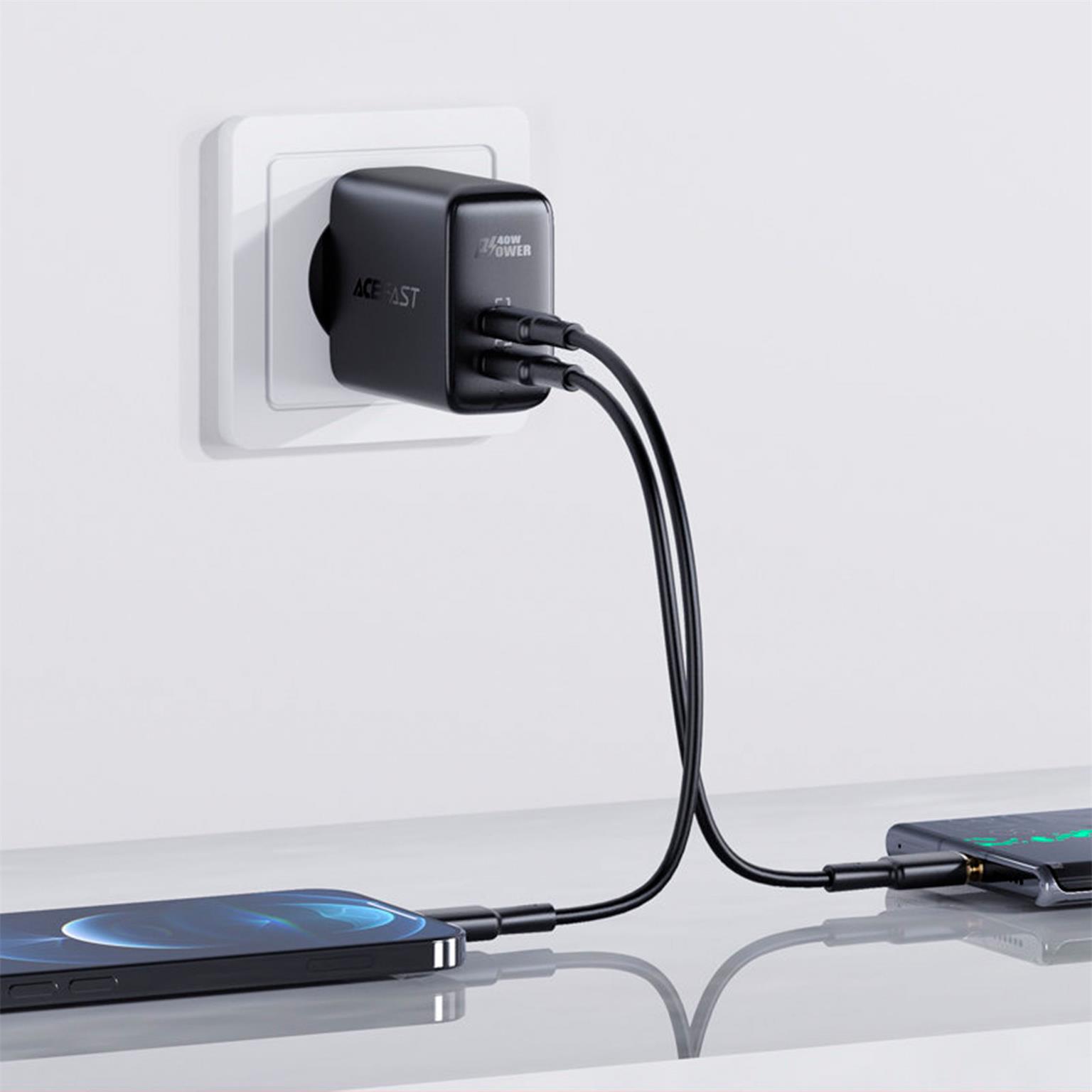 Acefast Ladegerät – 2x USB-C für Smartphones und andere Geräte, Schnelladegerät, 40 W Leistung – Weiteres Produktbild 4 Acefast Ladegerät – 2x USB-C für Smartphones und andere Geräte, Schnelladegerät, 40 W Leistung – Weiteres Produktbild 4