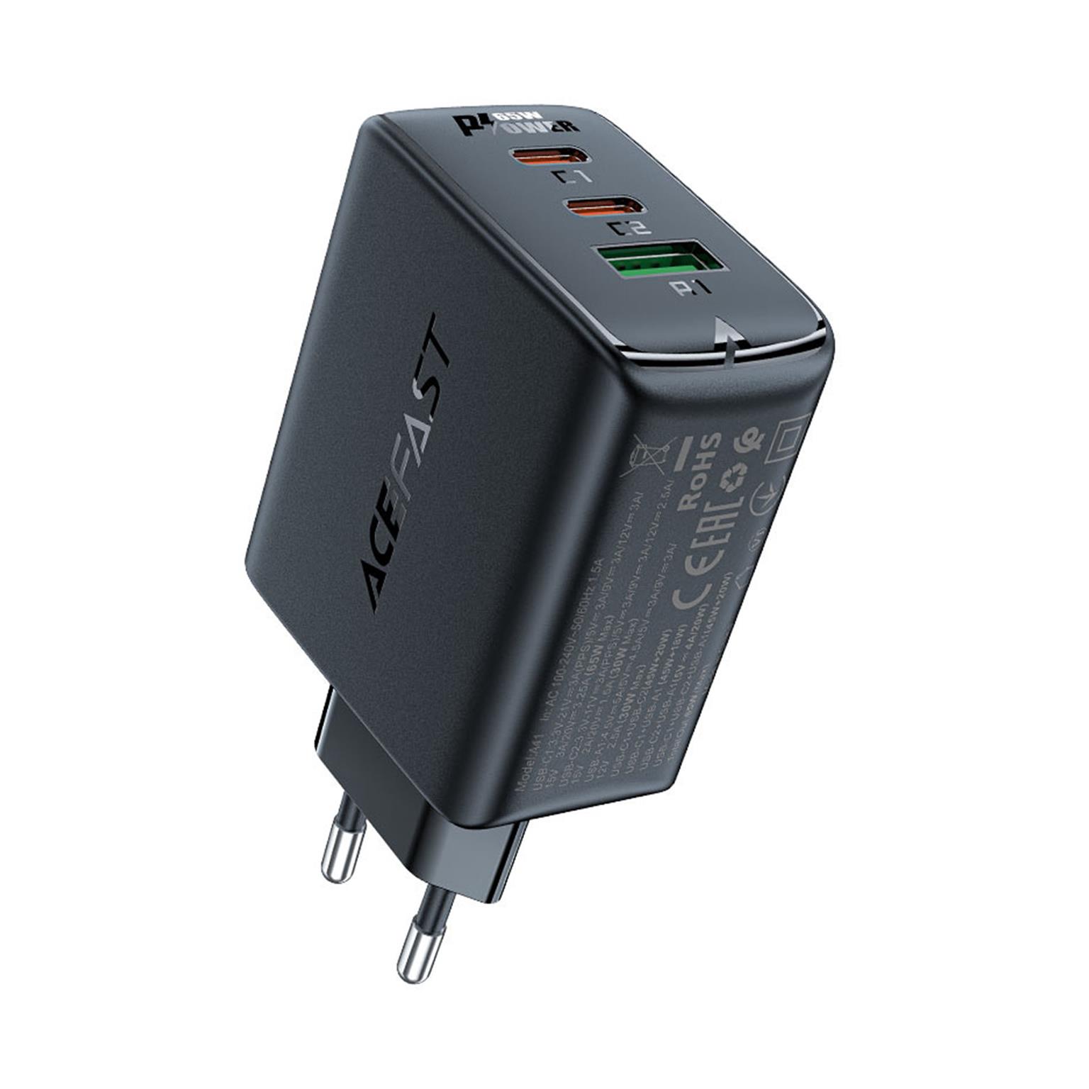 Acefast Ladegerät – 2x USB-C, 1x USB-A für Smartphones und andere Geräte, Schnelladegerät GaN2, 65 W Leistung – Weiteres Produktbild 1 Acefast Ladegerät – 2x USB-C, 1x USB-A für Smartphones und andere Geräte, Schnelladegerät GaN2, 65 W Leistung – Weiteres Produktbild 1