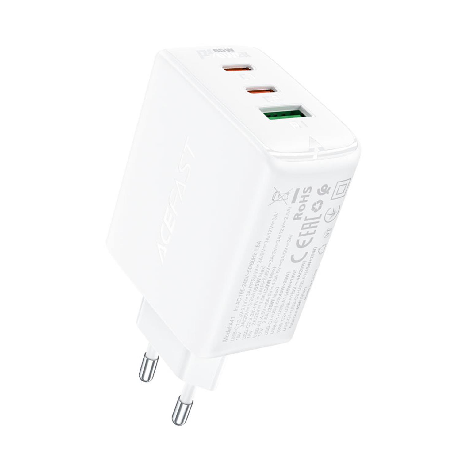 Acefast Ladegerät – 2x USB-C, 1x USB-A für Smartphones und andere Geräte, Schnelladegerät GaN2, 65 W Leistung – Weiteres Produktbild 1 Acefast Ladegerät – 2x USB-C, 1x USB-A für Smartphones und andere Geräte, Schnelladegerät GaN2, 65 W Leistung – Weiteres Produktbild 1