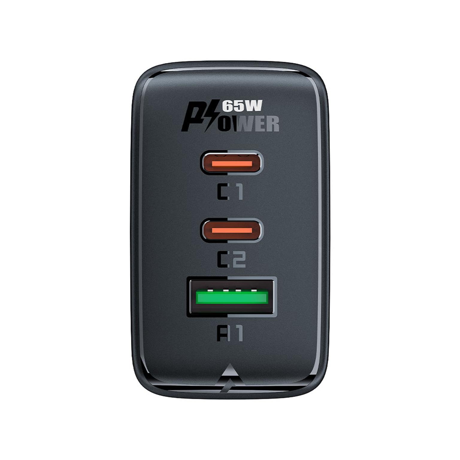 Acefast Ladegerät – 2x USB-C, 1x USB-A für Smartphones und andere Geräte, Schnelladegerät GaN2, 65 W Leistung – Weiteres Produktbild 3