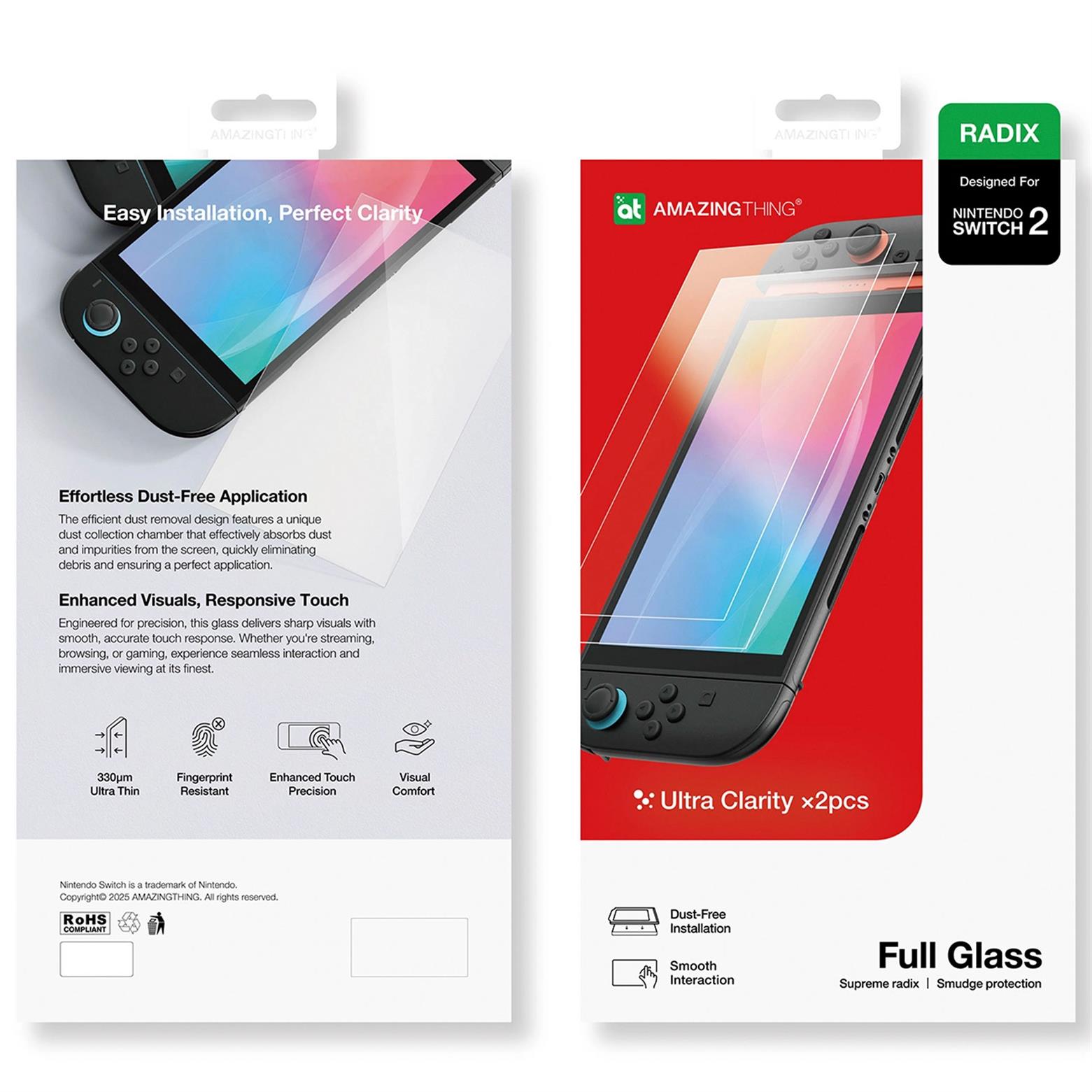 AmazingThing Radix Full Glass – Switch 2 Gehärtetes Screen Protector-Glas, Anti-Fingerabdruck, ultraklar, 2 Stück – Weiteres Produktbild 4
