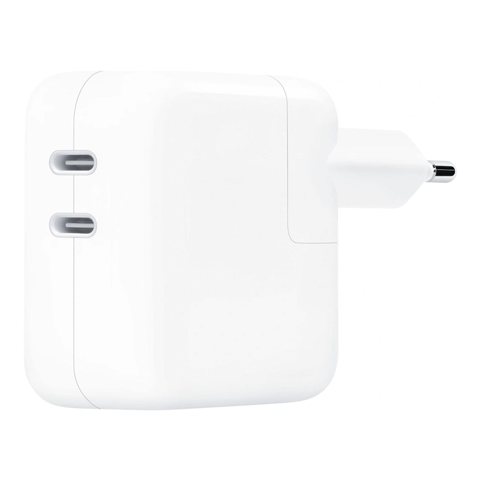 Apple Netzteil – 2x USB-C Ladegerät für Smartphones und andere Geräte, kompatibel mit dem Reise-Adapter-Kit, 35W – Weiß