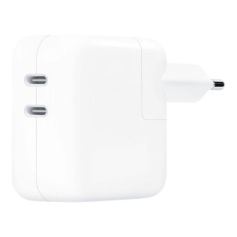 Apple Netzteil – 2x USB-C Ladegerät für Smartphones und andere Geräte, kompatibel mit dem Reise-Adapter-Kit, 35W – Weiß