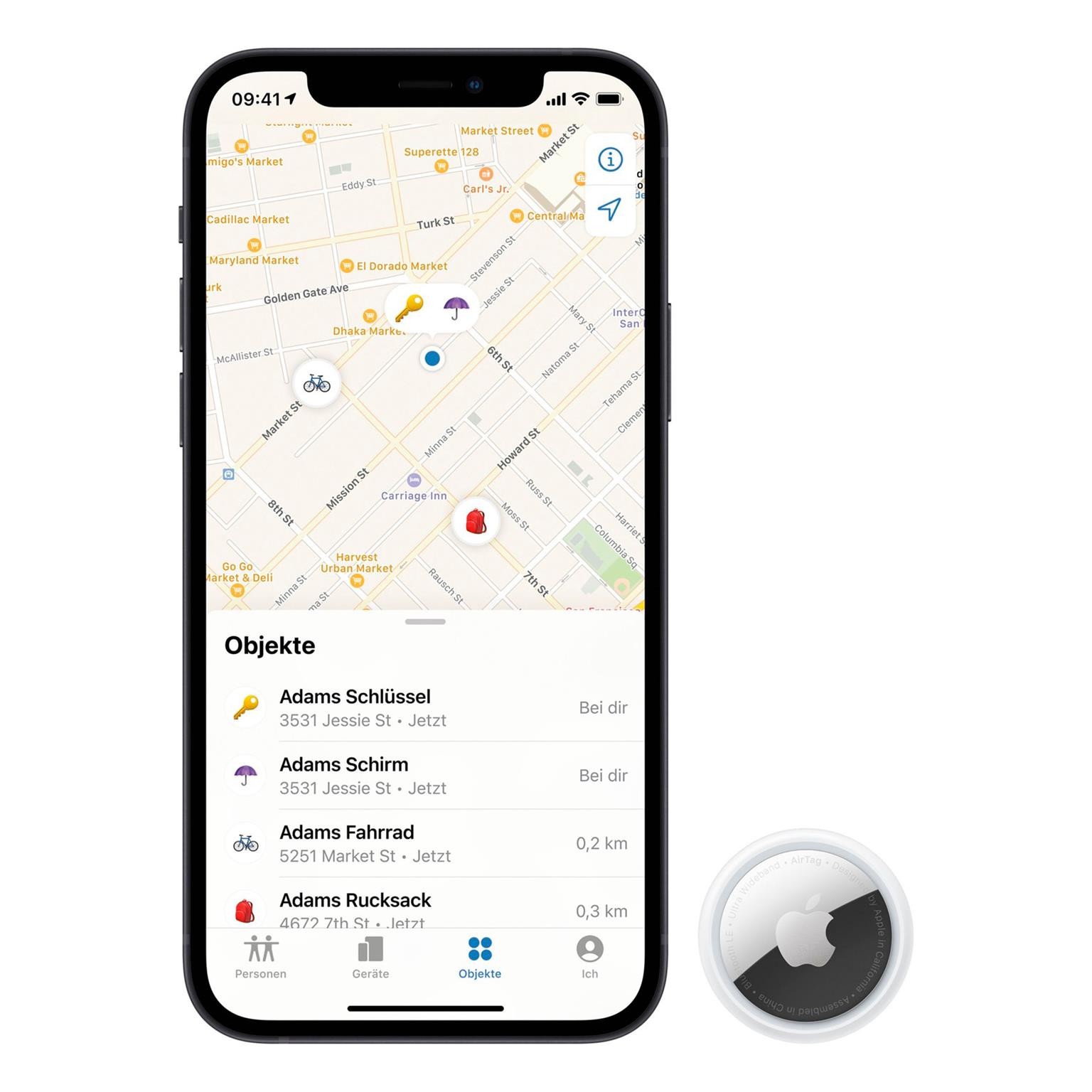 Apple AirTag Bluetooth-Tracker – Ortung für  Gegenstände wie Schlüssel, Geldbörsen oder Rucksäcke, 4er-Set – Weiteres Produktbild 6