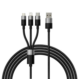 Baseus StarSpeed 3in1 Kabel – Universal Ladekabel mehrere Anschlüsse für Smartphones Tablets USB C Lightning Micro USB – Schwarz