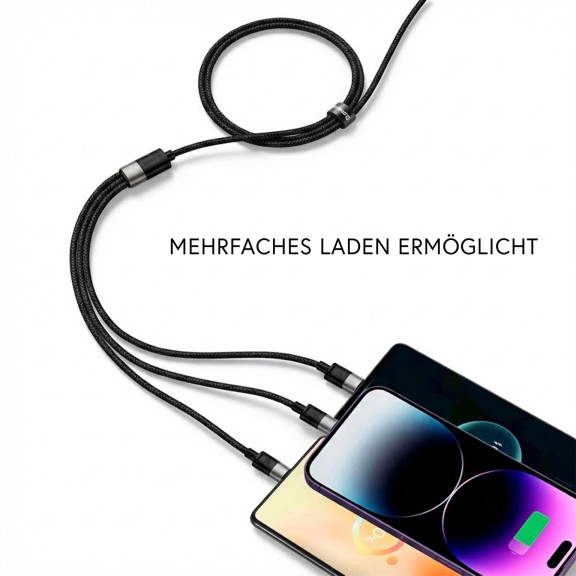 Baseus StarSpeed 3in1 Kabel – Universal Ladekabel mehrere Anschlüsse für Smartphones Tablets USB C Lightning Micro USB – Weiteres Produktbild 2