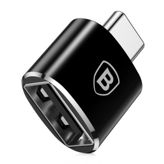 Baseus USB Adapter – für Smartphones und andere Geräte, kompakter Adapter mit OTG-Funktion, USB-A auf USB-C – Schwarz