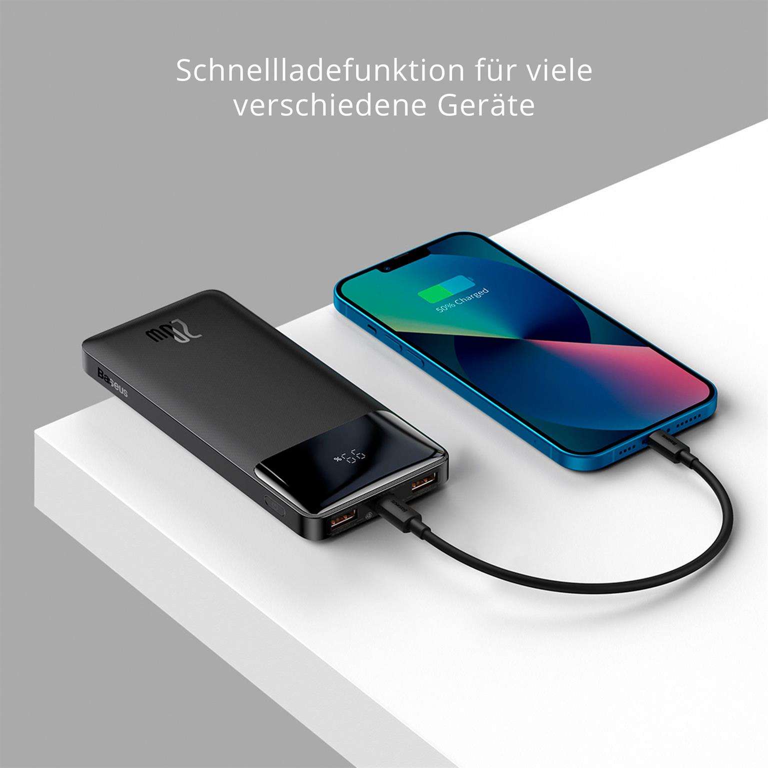 Baseus Powerbank – 2x USB-A + 1x USB-C bidirektional für Smartphones und andere Geräte – Bipow Serie, 10000 mAh – Weiteres Produktbild 6