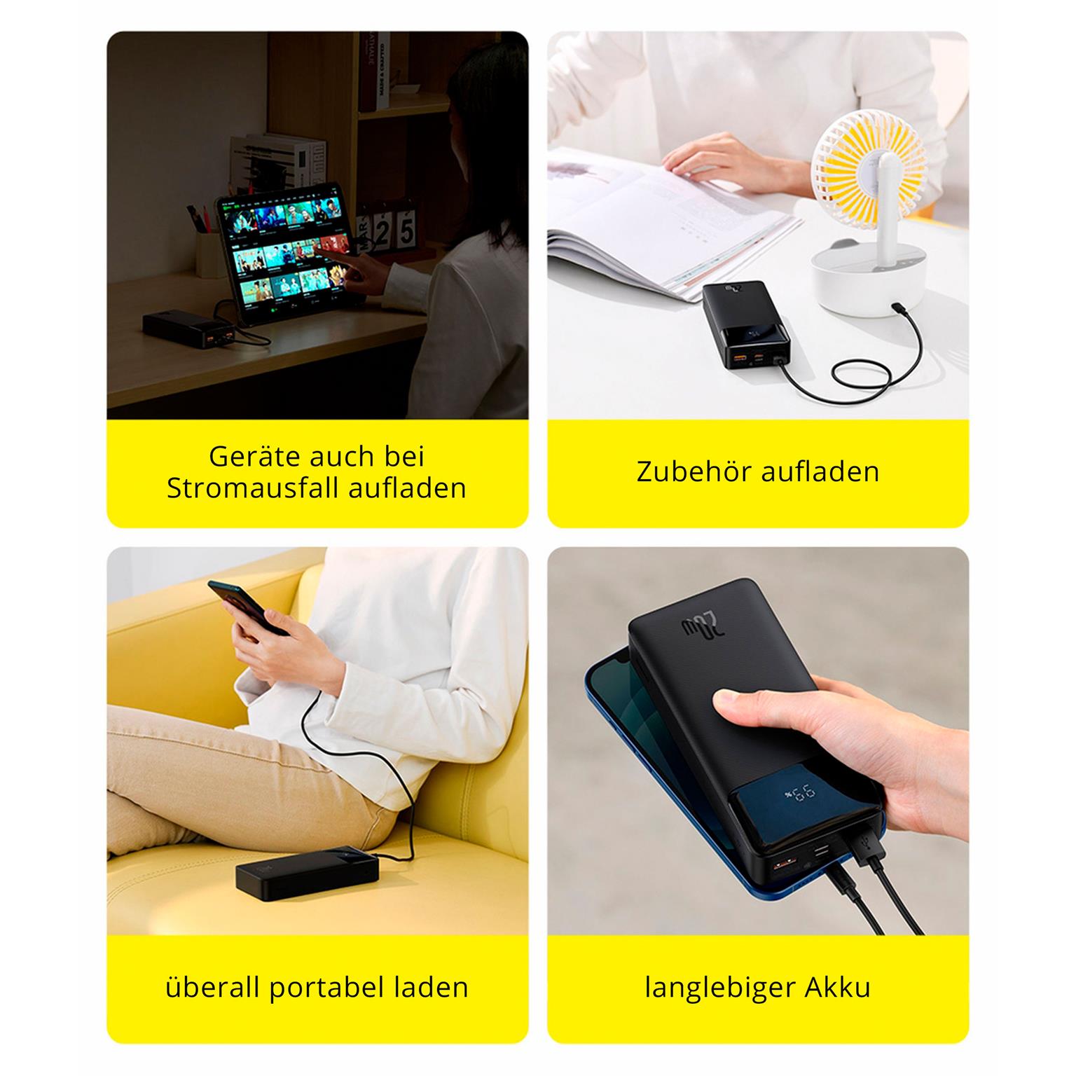Baseus Powerbank – 2x USB-A + 1x USB-C bidirektional für Smartphones und andere Geräte – Bipow Serie, 30000 mAh – Weiteres Produktbild 4