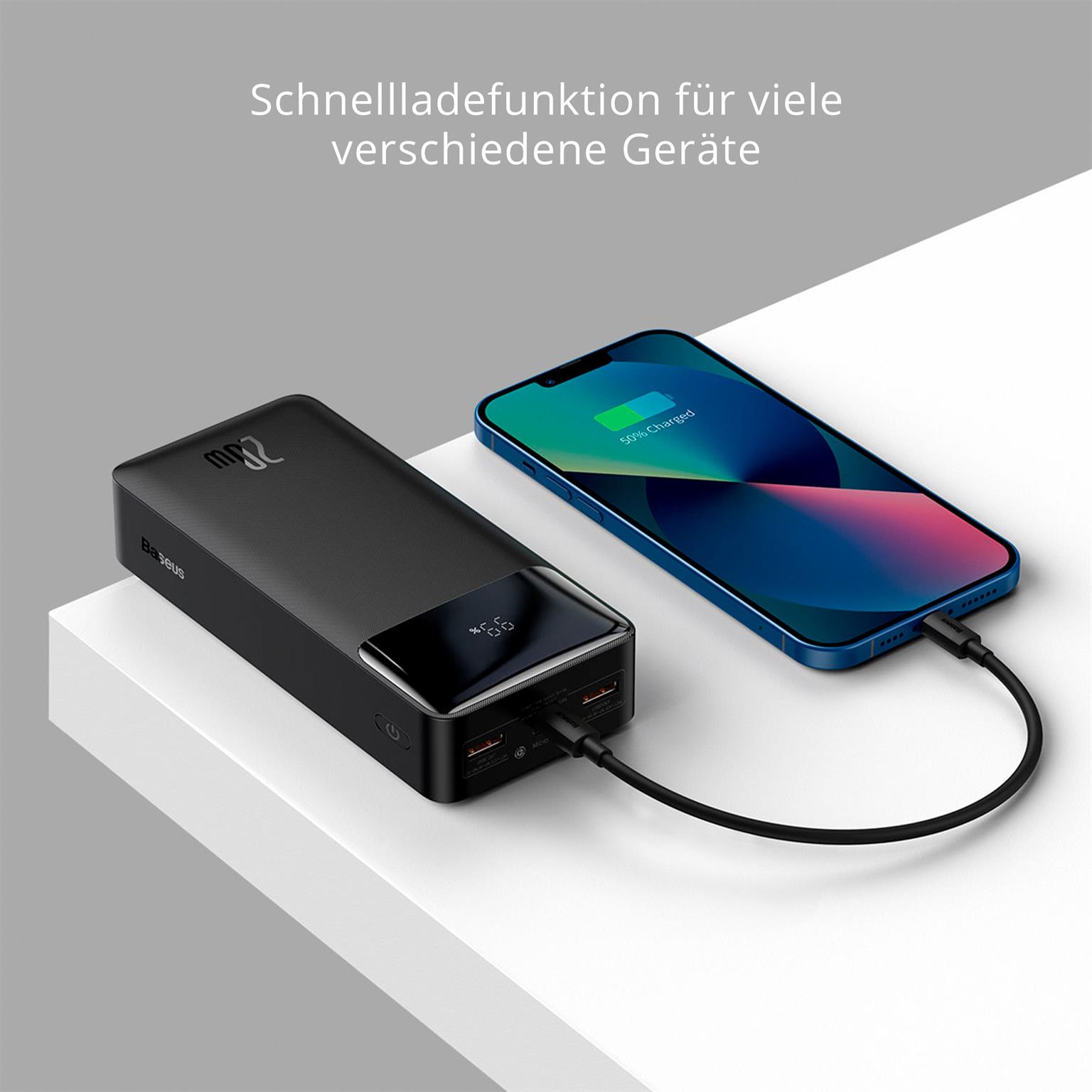 Baseus Powerbank – 2x USB-A + 1x USB-C bidirektional für Smartphones und andere Geräte – Bipow Serie, 30000 mAh – Weiteres Produktbild 6