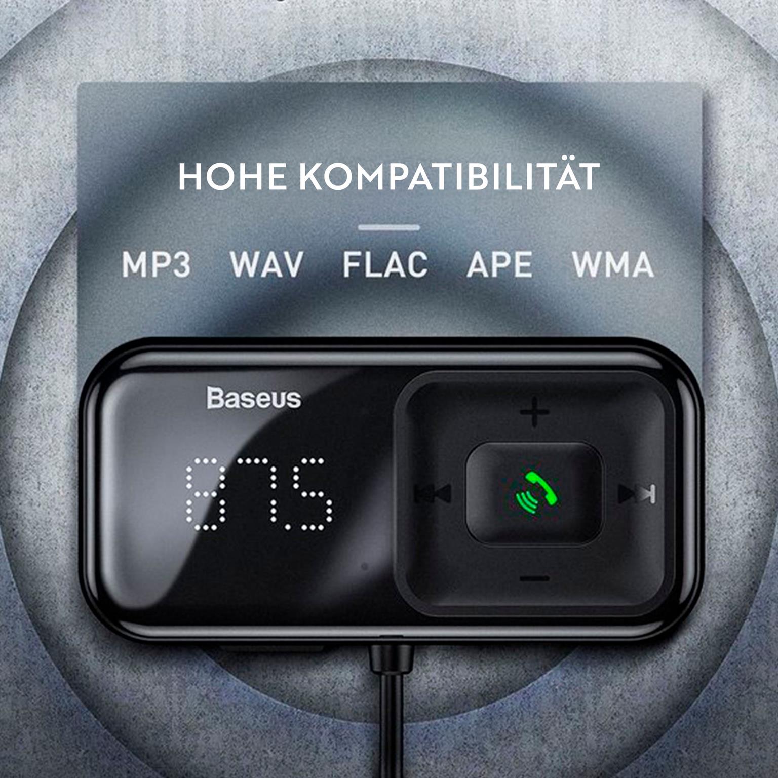 Baseus S-16 Bluetooth MP3 Player – Kabelloser Auto Audio Player, Freisprechfunktion, USB-Ladegerät – Weiteres Produktbild 2