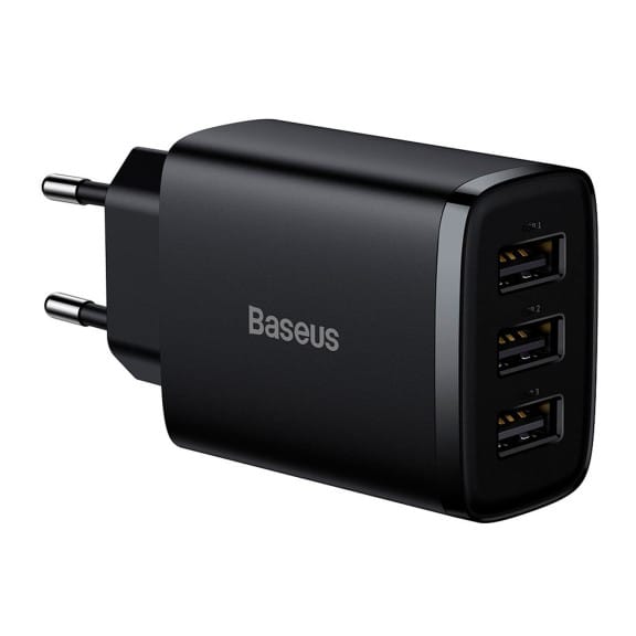 Baseus Netzteil – 3x USB-A Ladegerät für Smartphones und andere Geräte, Compact Serie, 17W – Weiteres Produktbild 1 Baseus Netzteil – 3x USB-A Ladegerät für Smartphones und andere Geräte, Compact Serie, 17W – Weiteres Produktbild 1