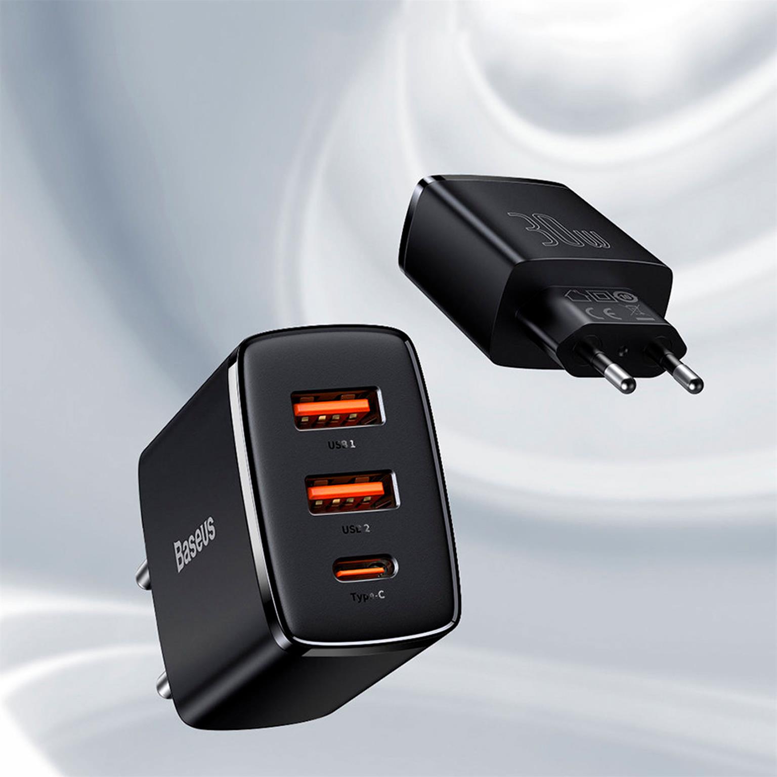 Baseus Netzteil – 2x USB-A + 1x USB-C Ladegerät für Smartphones und andere Geräte, Compact Serie, 30W – Weiteres Produktbild 8