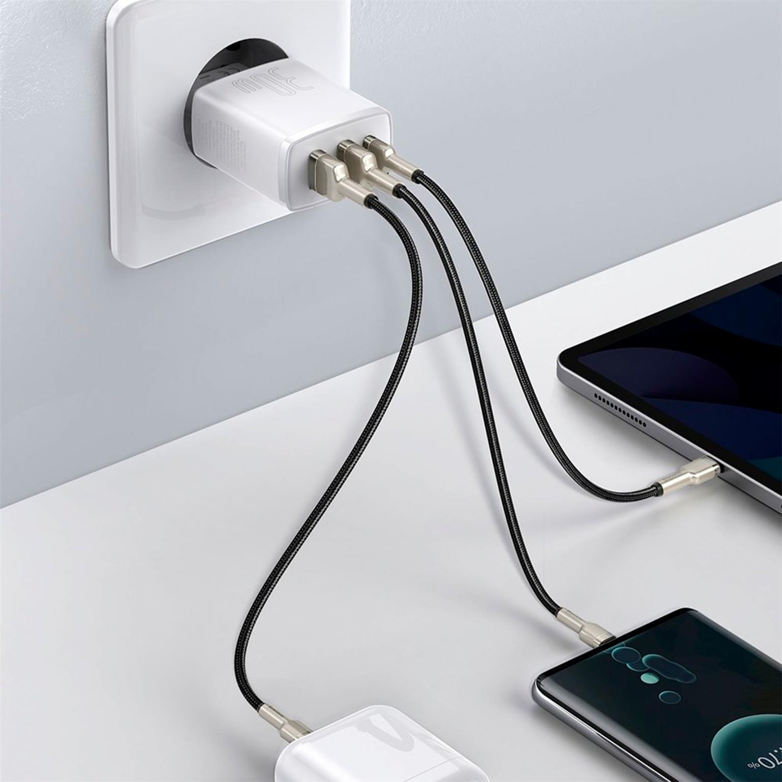 Baseus Netzteil – 2x USB-A + 1x USB-C Ladegerät für Smartphones und andere Geräte, Compact Serie, 30W – Weiteres Produktbild 4