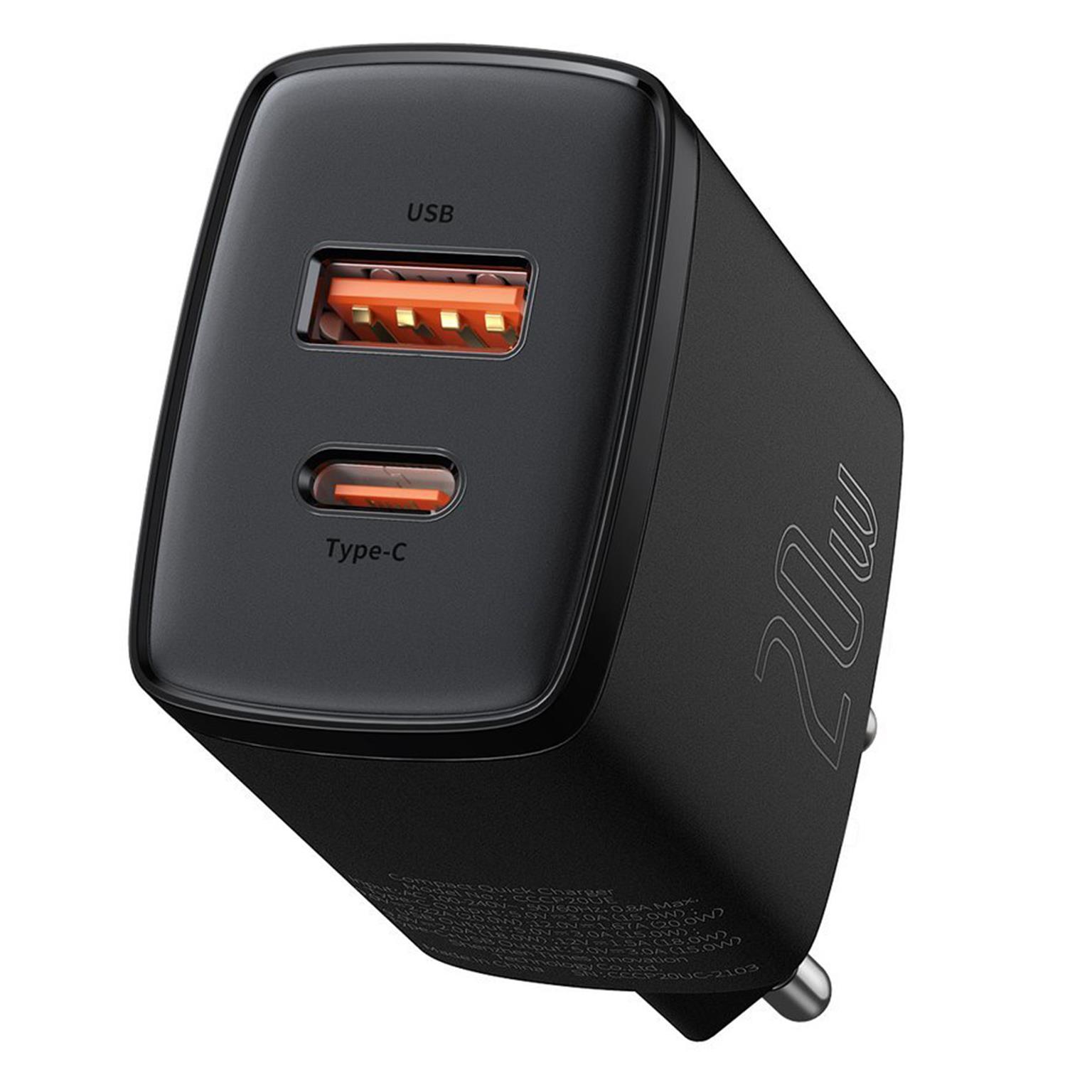 Baseus Netzteil – 1x USB-A + 1x USB-C Ladegerät für Smartphones und andere Geräte, Compact Serie, 20W – Weiteres Produktbild 1 Baseus Netzteil – 1x USB-A + 1x USB-C Ladegerät für Smartphones und andere Geräte, Compact Serie, 20W – Weiteres Produktbild 1