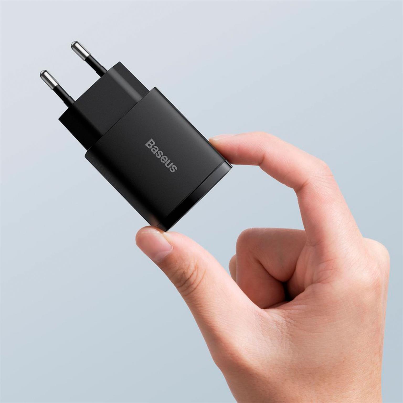 Baseus Netzteil – 1x USB-A + 1x USB-C Ladegerät für Smartphones und andere Geräte, Compact Serie, 20W – Weiteres Produktbild 4