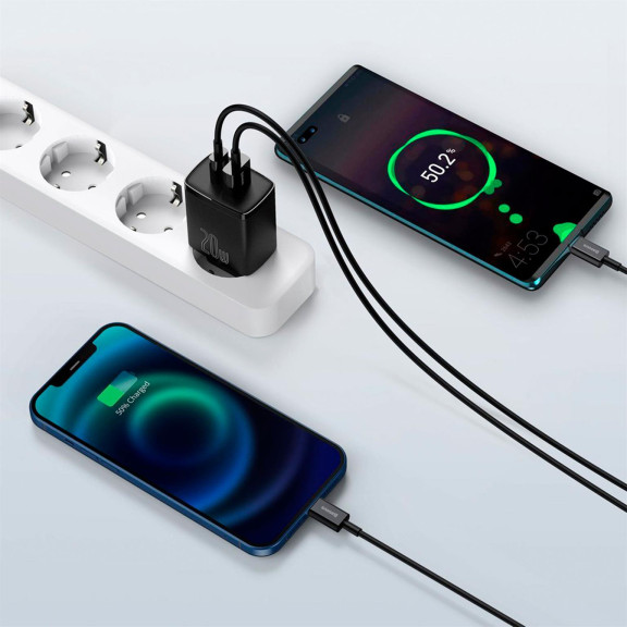 Baseus Netzteil – 1x USB-A + 1x USB-C Ladegerät für Smartphones und andere Geräte, Compact Serie, 20W – Weiteres Produktbild 6 Baseus Netzteil – 1x USB-A + 1x USB-C Ladegerät für Smartphones und andere Geräte, Compact Serie, 20W – Weiteres Produktbild 6